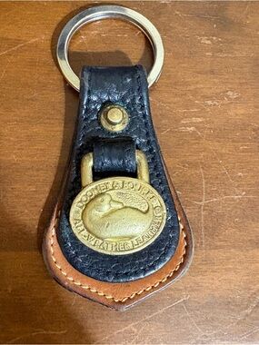 VINTAGE DOONEY & BOURKE ALL WEATHER LEATHER BRASS DUCK KEY FOB RING